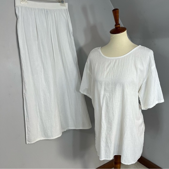 Vintage white cotton gauze two piece co ord skirt set vacay beach lounge cruise - Picture 8 of 11